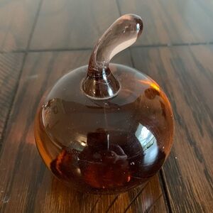 Crystal/ glass Apple Paperweight, Sculpture, or Figurine - w/ Thick Stem